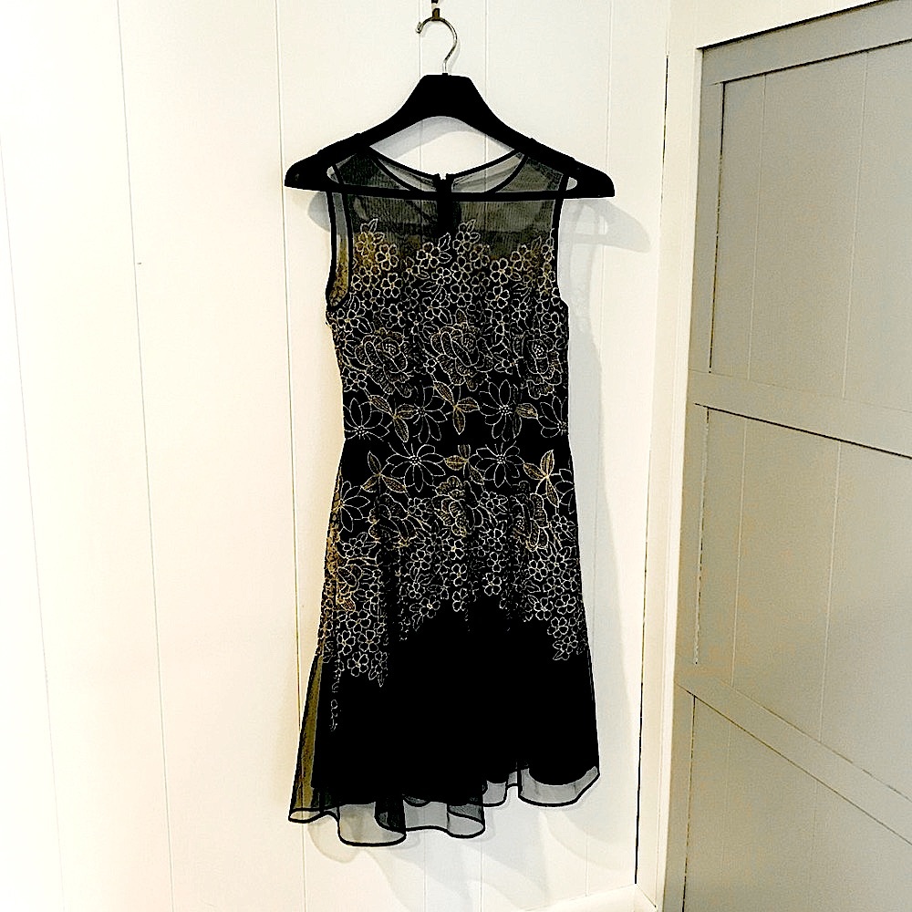 Black and Gold Cocktail Evening Dress